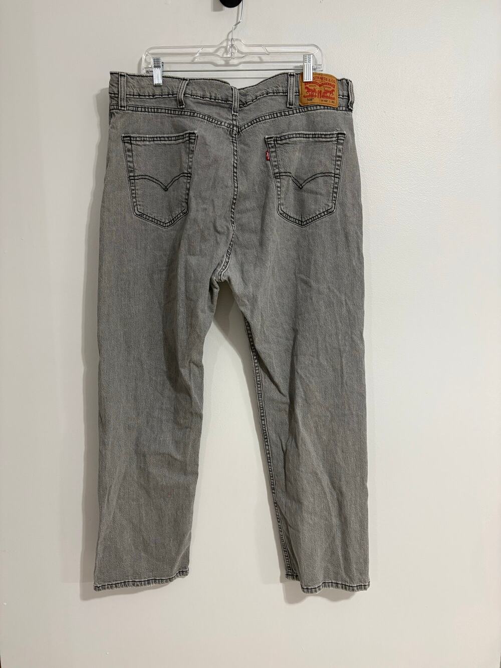 Levi Gray Wash 505 W 42 L 30 Men's Regular Fit Jeans Straight Leg Slate Grunge